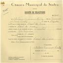 Registo de velocípede de marca Oriental, com o nº 6205, em nome de António Francisco Cortez, morador em Casal da Serra.
