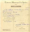 Registo de velocípede de marca Norton, com o nº 7418, em nome de José Adelino Antunes Paiva, morador em Sacotes.