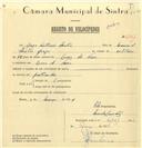 Registo de velocípede com o nº 6931, em nome de Jorge António Pontes, morador em Covas de Ferro.