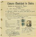 Registo de matricula de velocipedista em nome de António Domingos Frade, morador em São João, com o nº de inscrição 600.