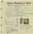 Registo de matricula de velocipedista em nome de Armando da Silva Coelho, morador em São Pedro, com o nº de inscrição 593.