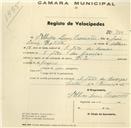 Registo de velocípede com o nº 770, em nome de Albino Luís Camarão, morador em S. João das Lampas.
