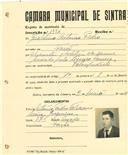 Registo de matricula de velocipedista em nome de Gualdino António Pedro, morador em Fação, com o nº de inscrição 1984.