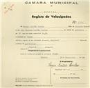 Registo de velocípede de marca Nacional, com o nº 685, em nome de Sérgio Leitão Coelho, morador em Fação.