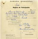 Registo de velocípede de marca Torpedo, com o nº 1328, em nome de Júlio de Barros, morador em Vila Barros, Rinchoa.