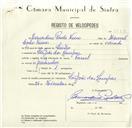 Registo de velocípede de marca Famel, com o nº 8383, em nome de Bernardino Paulo Nunes, morador em S. João das Lampas.