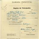 Registo de velocípede de marca Nubia, com o nº 1055, em nome de António Vicente Jorge, morador em Cortegaça.