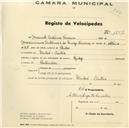 Registo de velocípede com o nº 1207, em nome de Manuel António Ferreira, morador em Linhó.