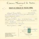 Registo de um veiculo de duas rodas tirado por um animal de espécie asinina destinado a transporte de mercadorias em nome de David França Rilhas, morador no Mucifal.