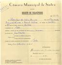 Registo de velocípede de com o nº 6613, em nome de Henrique da Silva Casaca, morador em Belas.