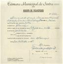 Registo de velocípede de marca Citifix com motor, com o nº 5461, em nome de Armando de Araújo Branco, morador em Albarraque.