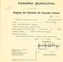 Registo de um veiculo de duas rodas tirado por um animal de espécie cavalar destinado a transporte de mercadorias em nome de Mário de Macedo Sá da Costa, morador em Rio de Mouro.