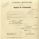 Registo de velocípede de marca, com o nº 3102, em nome de António Bernardino da Fonseca, morador em Fontanelas.