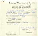 Registo de velocípede de marca Aprilia, com o nº 9433, em nome de António Emídio da Silva, morador em Carenque.