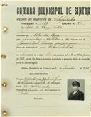 Registo de matricula de velocipedista em nome de José de Sousa Teles, morador no Cabo da Roca, com o nº de inscrição 1137.