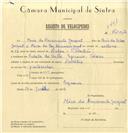Registo de velocípede de marca Danúbio, com o nº 7202, em nome de Mário do Nascimento Jacquet, morador em Quinta do Valle, Eugaria.