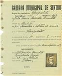 Registo de matricula de velocipedista em nome de Júlio Maria Mendes Brandão, morador no Algueirão, com o nº de inscrição 1586.