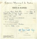 Registo de velocípede de marca Kreidler, com o nº 8329, em nome de José Sapina Duarte Claro, morador em Vila Verde.