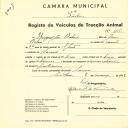 Registo de um veiculo de duas rodas tirado por dois animais de espécie bovina destinado a transporte de mercadorias em nome de H. José Baleia, morador no Sacário.