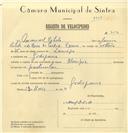 Registo de velocípede de marca Olimpique, com o nº 7096, em nome de Manuel Rebelo, morador em Godigana.