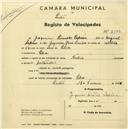 Registo de velocípede de marca Nubia, com o nº 2384, em nome de Joaquim Simões Sapina, morador em Silva.