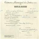Registo de velocípede com o nº 4799, em nome de Francisco Gonçalves Rodrigues, morador em Rua das Padarias, Sintra.