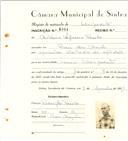 Registo de matricula de velocipedista em nome de António Sequeira Paulo, morador na Praia das Maçãs, com o nº de inscrição 6504.