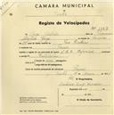 Registo de velocípede de marca L.R.S., com o nº 1357, em nome de Jorge Galrão, morador em Fação.