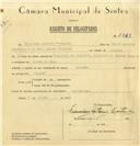 Registo de velocípede com o nº 6449, em nome de Francisco António Moutinho, morador em Cacém de Cima.