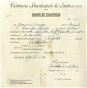 Registo de velocípede de marca Champion, com o nº 4804, em nome de Joaquim Terezo, morador em Odrinhas.