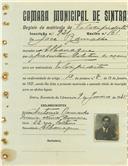 Registo de matricula de velocipedista em nome de José Ramalho, morador em Albarraque, com o nº de inscrição 921.