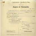 Registo de velocípede com o nº 2805, em nome de Ernesto Correia Rodrigues, morador em Algueirão.