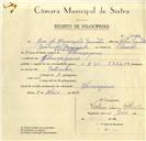 Registo de velocípede de marca HMW, com o nº 10066, em nome de José da Assunção Simões, morador em Almoçageme.