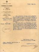 Ofício do Sub Diretor da Companhia Real dos Caminhos de Ferro Portugueses, Manuel [...], ao Administrador do Concelho de Sintra, referente ao comboio nº 71 que ao passar colheu um animal jumento.