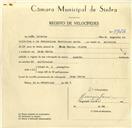 Registo de velocípede com o nº 9726, em nome de João Esteves, morador em D. Maria.