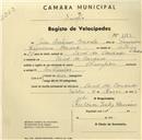 Registo de velocípede de marca Champion, com o nº 1073, em nome de João Antunes Bordalo, morador em Casal do Condado.