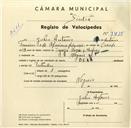 Registo de velocípede de marca Deka, com o nº 3495, em nome de Júlio António, morador em Negrais.