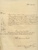 Ofício do Comandante do Regimento de Engenharia, Antunes [...], ao Administrador do Concelho de Sintra, solicitando o envio de um vale de correio ao soldado António da Silva Vistas, residente na freguesia de Montelavar.