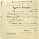 Registo de velocípede de marca Lauritana, com o nº 1235, em nome de Vicente Luís Rainha, morador em Almornos.
