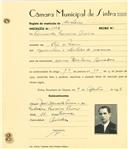 Registo de matricula de cocheiro amador em nome de Fernando Ferreira Pereira, morador em Rio de Mouro, com o nº de inscrição 1142.