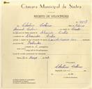Registo de velocípede de marca Cuciolo, com o nº 9807, em nome de Celestino Caetano, morador em Alvarinhos.