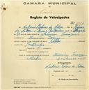 Registo de velocípede de marca Helios, com o nº 1356, em nome de António Rufino da Silva, morador em Lameiras.