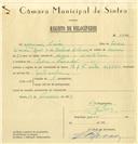 Registo de velocípede de marca E.J.F. com motor, com o nº 6262, em nome de Manuel Simões, morador em Pedra Furada.