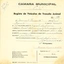 Registo de um veiculo de duas rodas tirado por dois animais de espécie muar destinado a transporte de mercadorias em nome de Manuel Duarte, morador no Casal da Freira em Almargem.