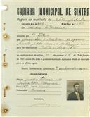 Registo de matricula de velocipedista em nome de Álvaro de Oliveira, morador em São Pedro, com o nº de inscrição 1071.