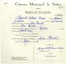 Registo de velocípede de marca Rudge, com o nº 8906, em nome de Augusto Hilário Nunes, morador em Mem Martins.