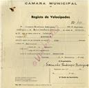 Registo de velocípede de marca Star, com o nº 492, em nome de Fernando Prudêncio Rodrigues, morador em Monserrate.