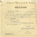 Registo de velocípede de marca Raleigh, com o nº 6074 em nome de Mário dos Santos, morador em Quinta do Bom Despacho, Sintra.