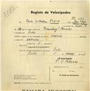 Registo de velocípede com o nº 1146, em nome de ........Klein, morador em Sintra.