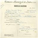 Registo de velocípede de marca Vilar, com o nº 4665, em nome de José Eduardo Jorge, morador em Pero Pinheiro.
